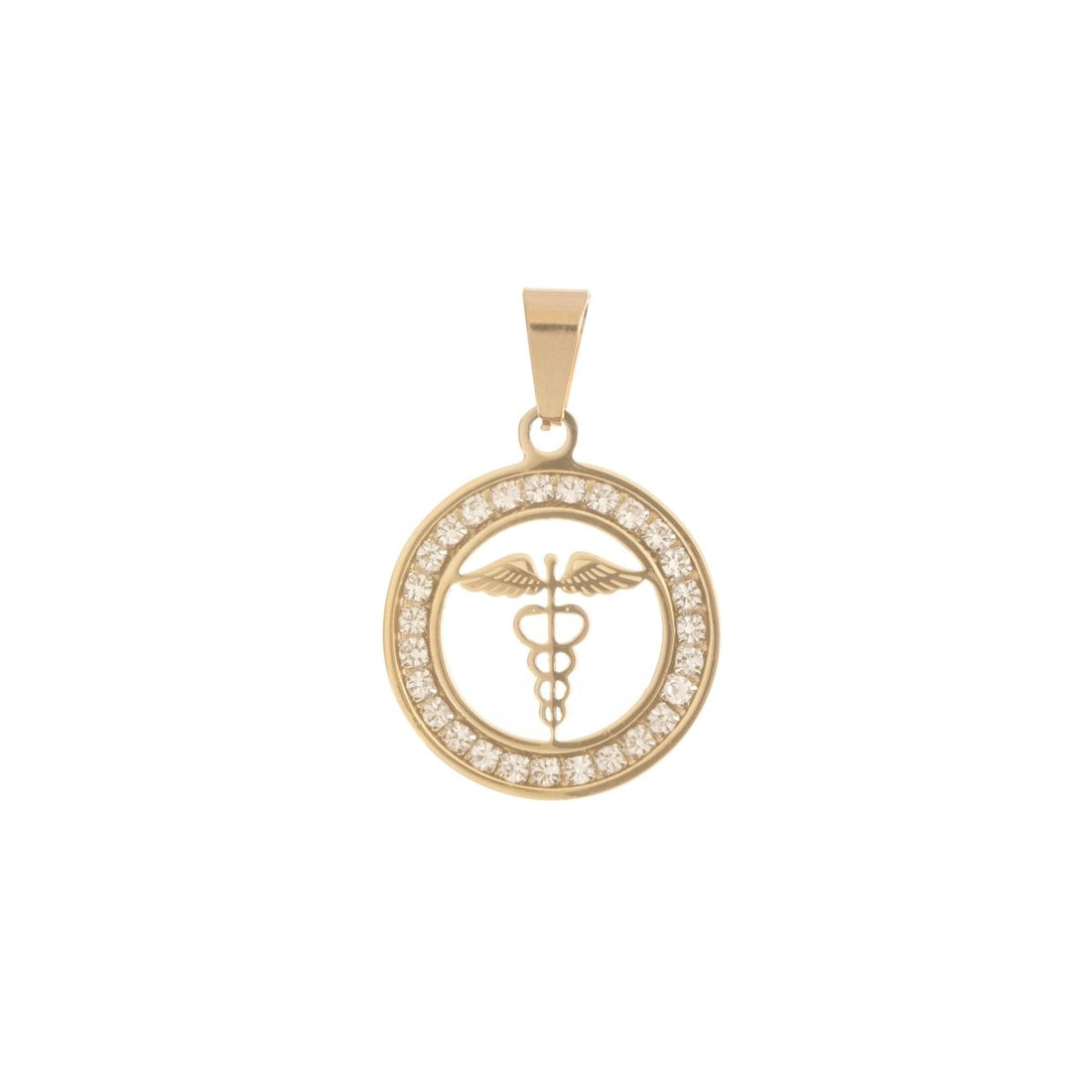 Gold Filled Caduceus Staff of Hermes Hermetic Staff Coin Medallion Necklace Pendant Charm Bead Bails Findings for Jewelry Making J-521