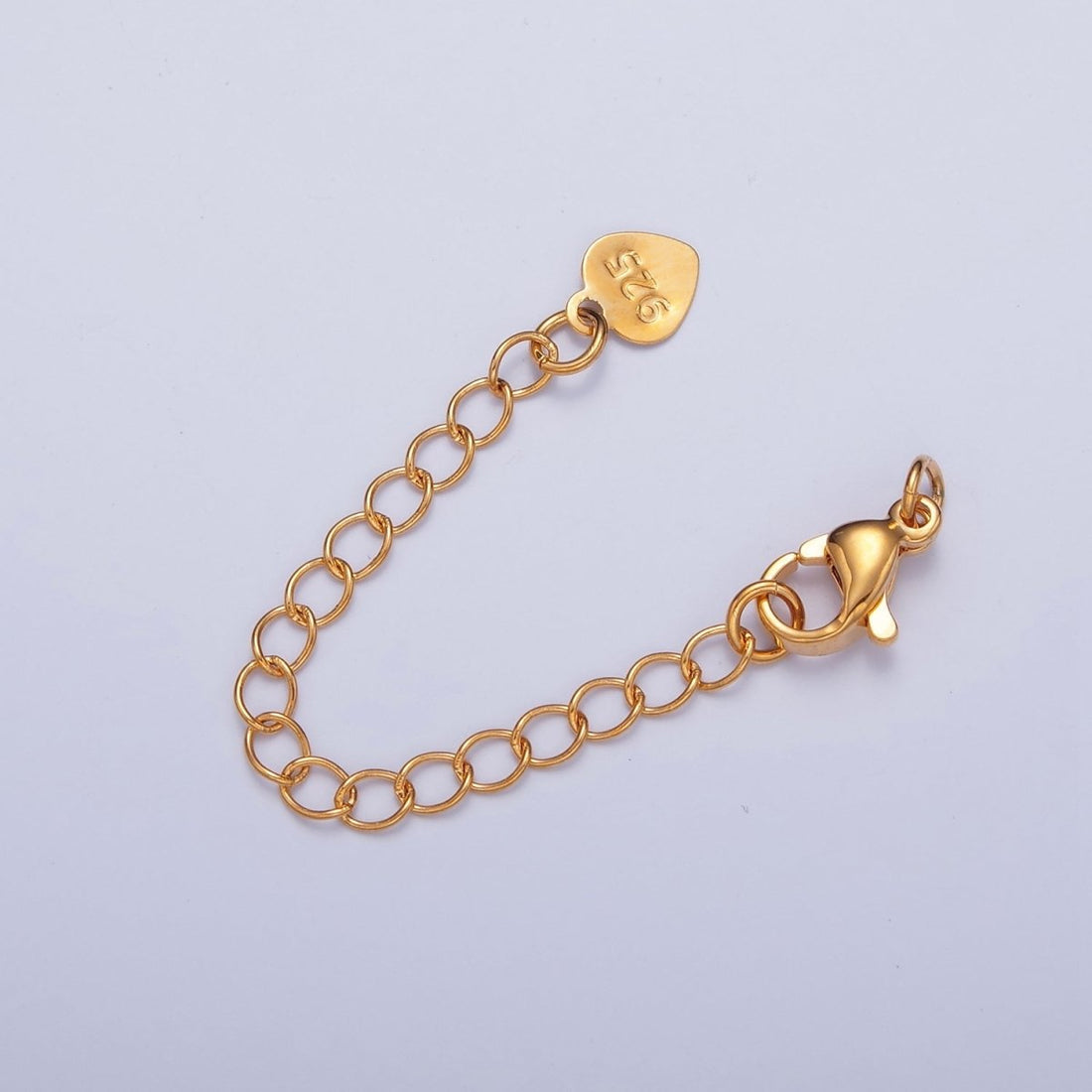 Gold Filled Chain Extender Heart 925 Stamped Lobster Clasps Closure Set in Gold &amp; Silver L-678 L-775