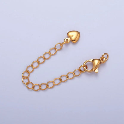 Gold Filled Chain Extender Heart Lobster Clasps Closure Set Supply in Gold &amp; Silver  L-677 L-779