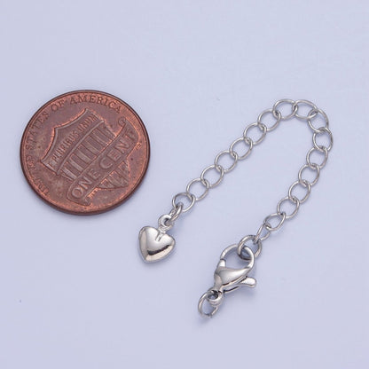 Gold Filled Chain Extender Heart Lobster Clasps Closure Set Supply in Gold &amp; Silver  L-677 L-779