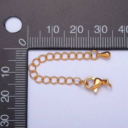 Gold &amp; Silver 2 Inch Chain Extender Lobster Claw Clasps Chain Extender Findings | L676 L774