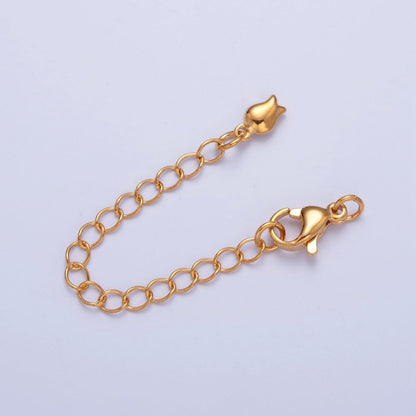 Gold Filled Chain Extender Tulip Flower Lobster Clasps Closure Set Supply in Gold &amp; Silver  L-741 L-778