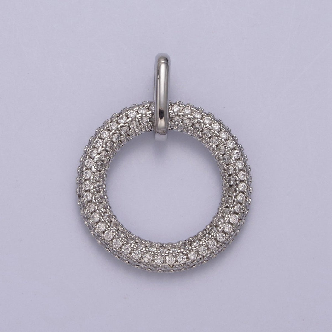 Gold Filled Circle Charm, CZ Pave Round Geometry Jewelry Pendant Quality Jewelry Supply N-544