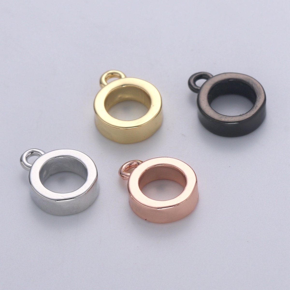 Gold Filled Minimalist Charm Pendant Bail Rondelle Drop Findings in Gold, Black, Rose Gold &amp; Silver |  L295 - L298