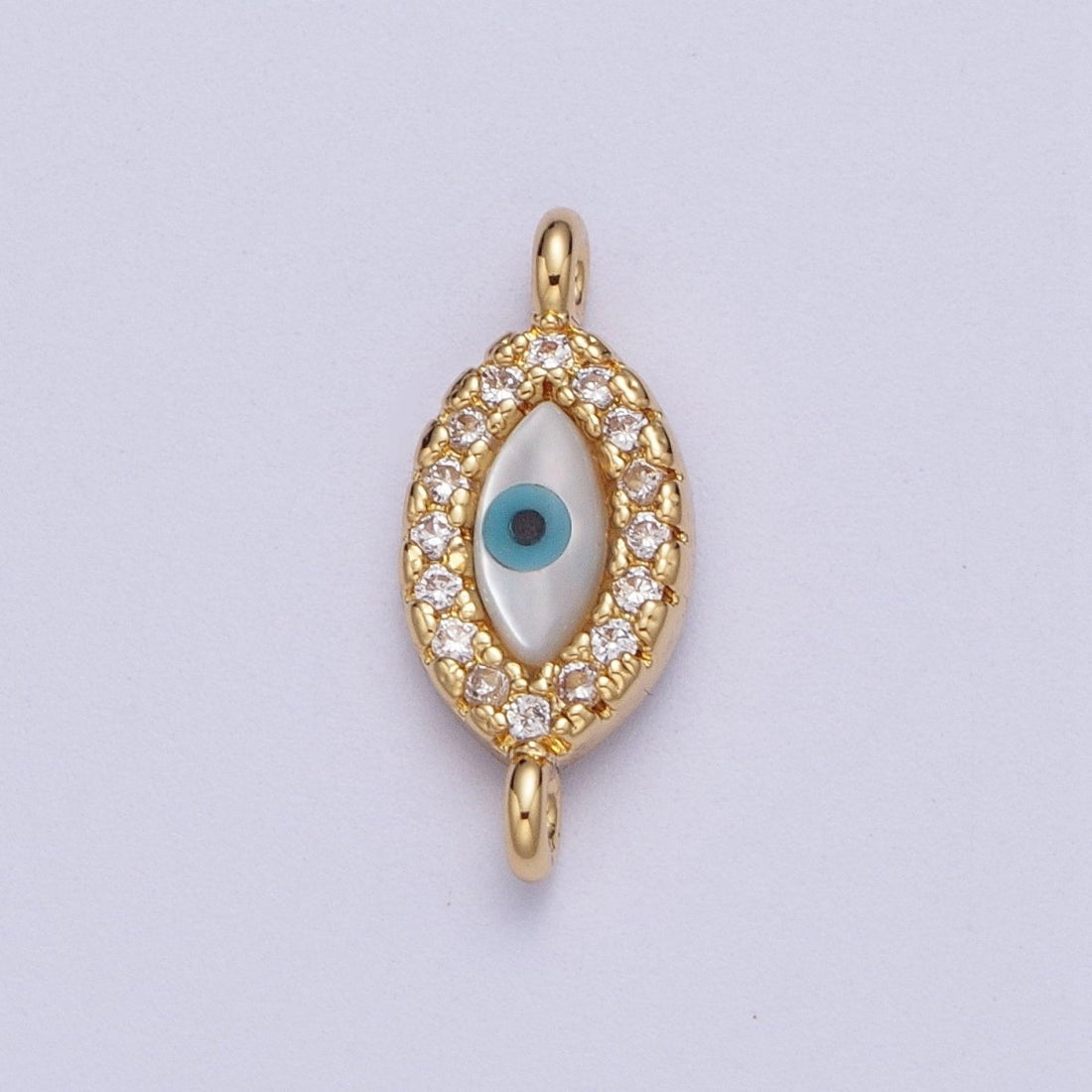Gold Filled Clear Micro Paved CZ Evil Eye of Ra Connector Link For Protection Jewelry Making G-585