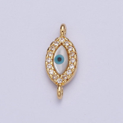 Gold Filled Clear Micro Paved CZ Evil Eye of Ra Connector Link For Protection Jewelry Making G-585