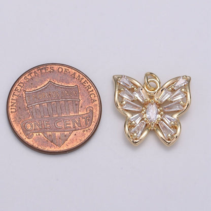 Gold Filled Clear, Pink, Purple Baguette Butterfly Wings Mini Charm  E-101 - E-102
