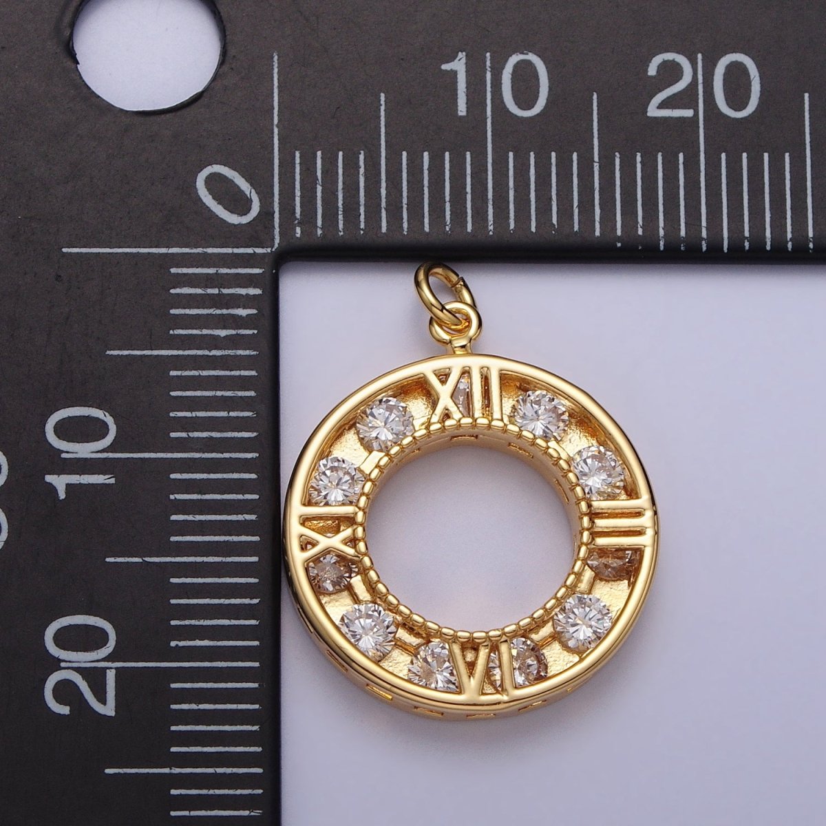 Gold Filled Clock Watch Time Clear CZ Open Charm in Gold &amp; Silver N-161 AC-304