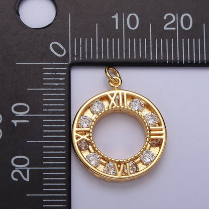 Gold Filled Clock Watch Time Clear CZ Open Charm in Gold &amp; Silver N-161 AC-304