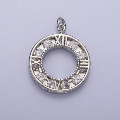 Gold Filled Clock Watch Time Clear CZ Open Charm in Gold &amp; Silver N-161 AC-304