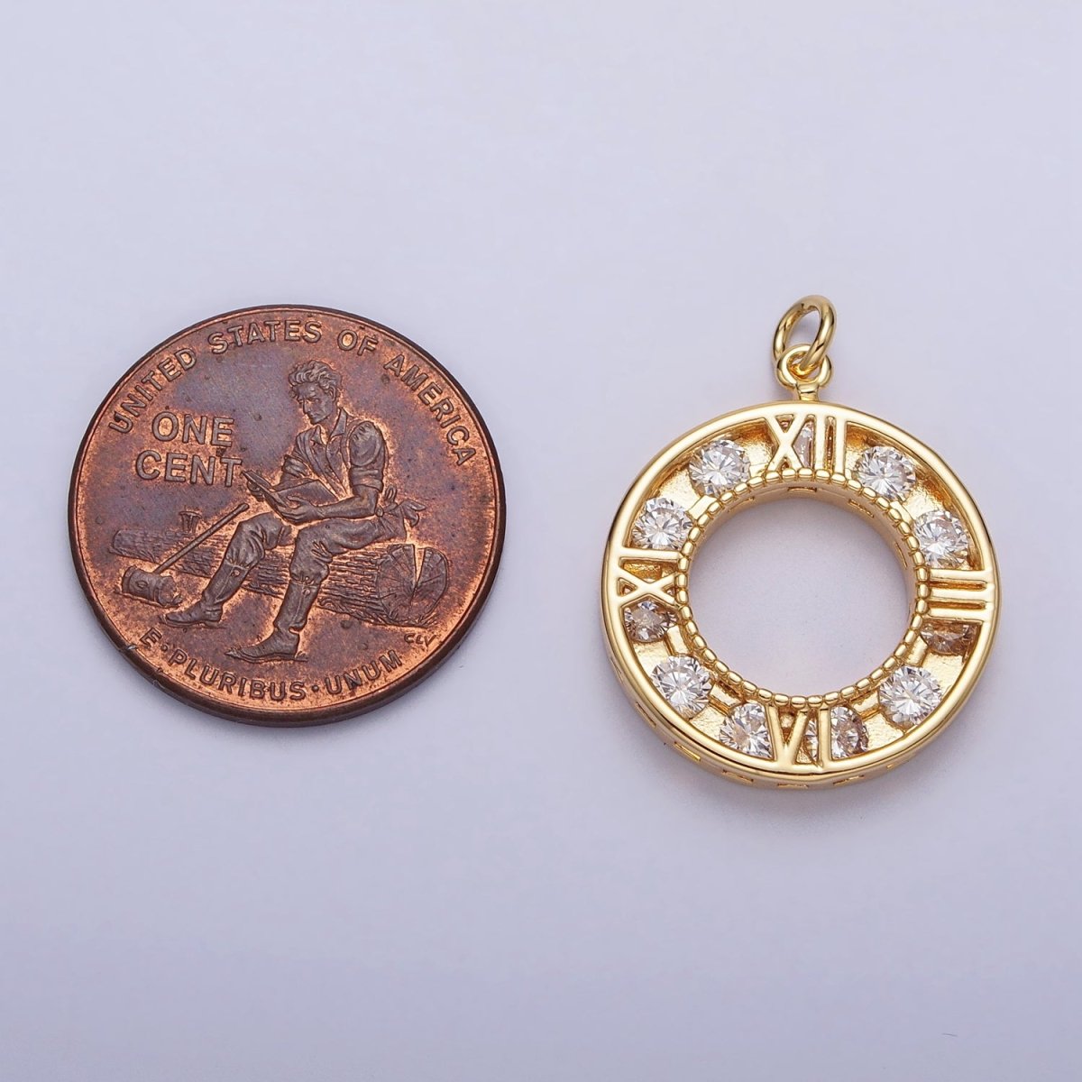 Gold Filled Clock Watch Time Clear CZ Open Charm in Gold &amp; Silver N-161 AC-304