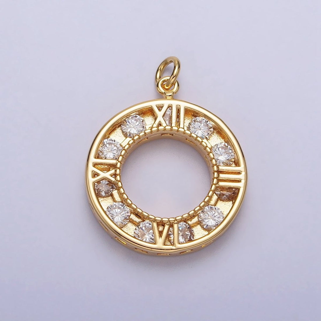 Gold Filled Clock Watch Time Clear CZ Open Charm in Gold &amp; Silver N-161 AC-304