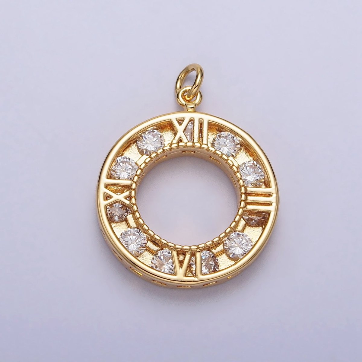 Gold Filled Clock Watch Time Clear CZ Open Charm in Gold &amp; Silver N-161 AC-304