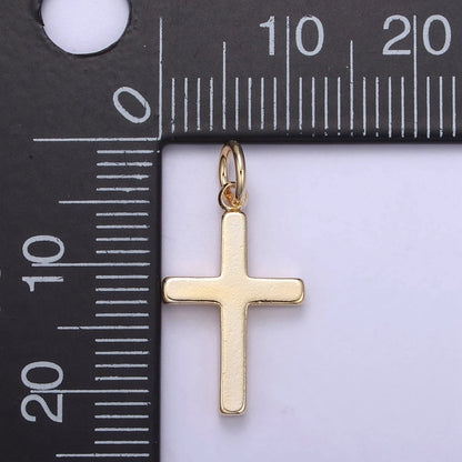 Gold Filled cross pendant, Simple Cross Charm, DIY Religion Jewelry Making Findings N-359