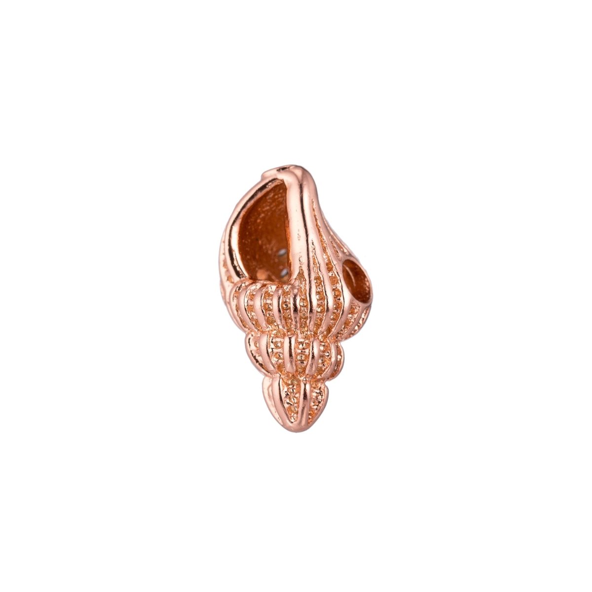 Gold Filled Crown Conch Sea Shell Clear Micro Paved Bead in Gold, Silver, Rose Gold | B-098