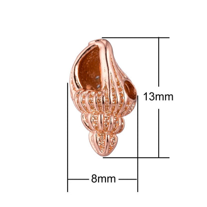Gold Filled Crown Conch Sea Shell Clear Micro Paved Bead in Gold, Silver, Rose Gold | B-098