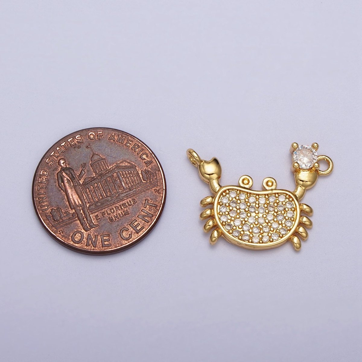 Gold-Filled Crustacean Crab Clear Micro Paved CZ Connector in Gold &amp; Silver | Y-675 Y-676