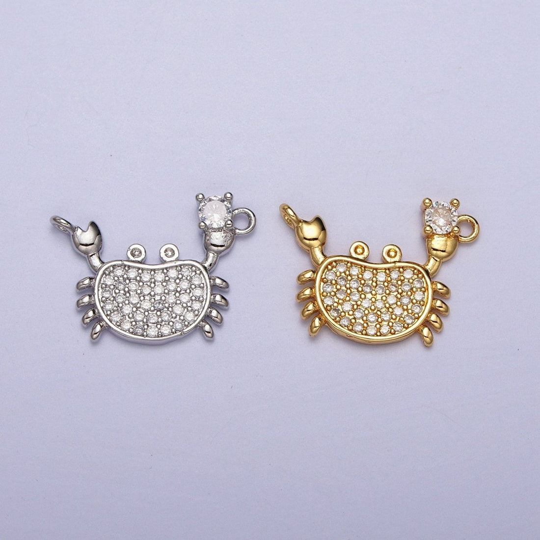 Gold-Filled Crustacean Crab Clear Micro Paved CZ Connector in Gold &amp; Silver | Y-675 Y-676