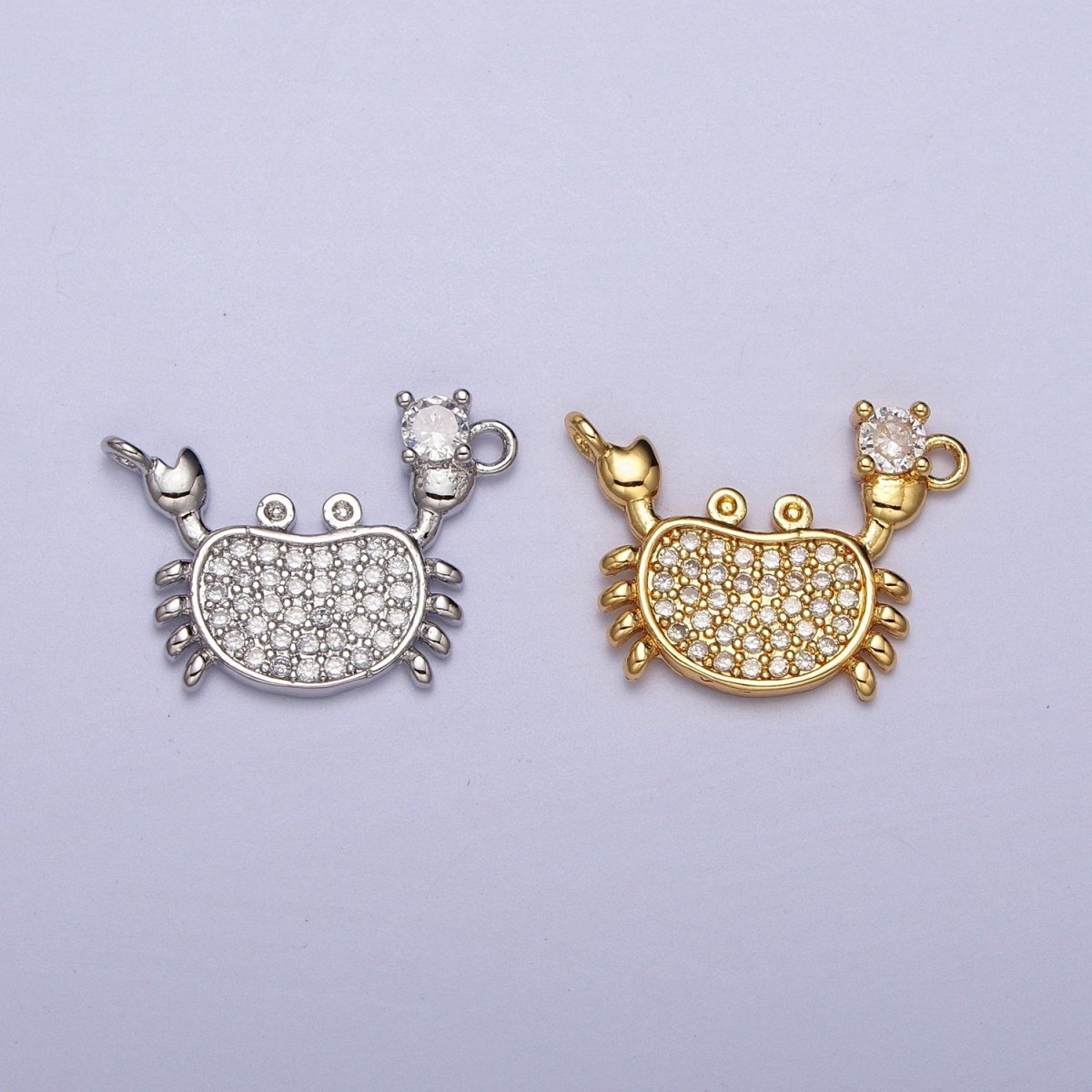 Gold-Filled Crustacean Crab Clear Micro Paved CZ Connector in Gold &amp; Silver | Y-675 Y-676