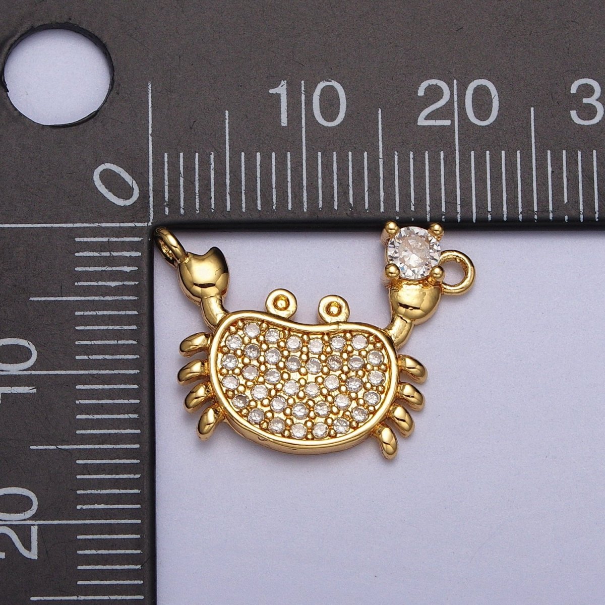 Gold-Filled Crustacean Crab Clear Micro Paved CZ Connector in Gold &amp; Silver | Y-675 Y-676