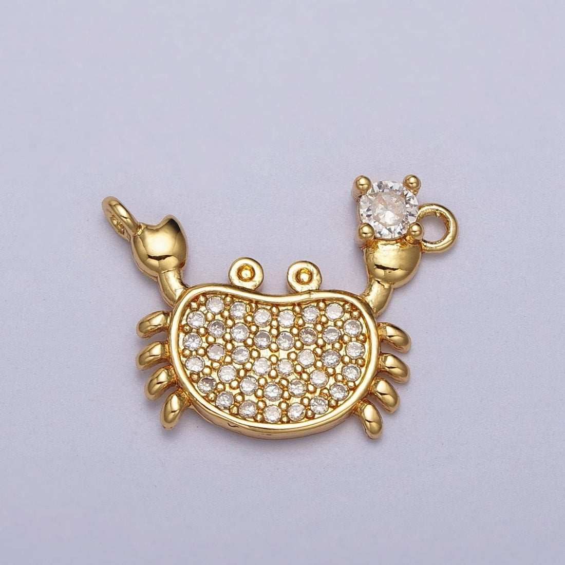 Gold-Filled Crustacean Crab Clear Micro Paved CZ Connector in Gold &amp; Silver | Y-675 Y-676