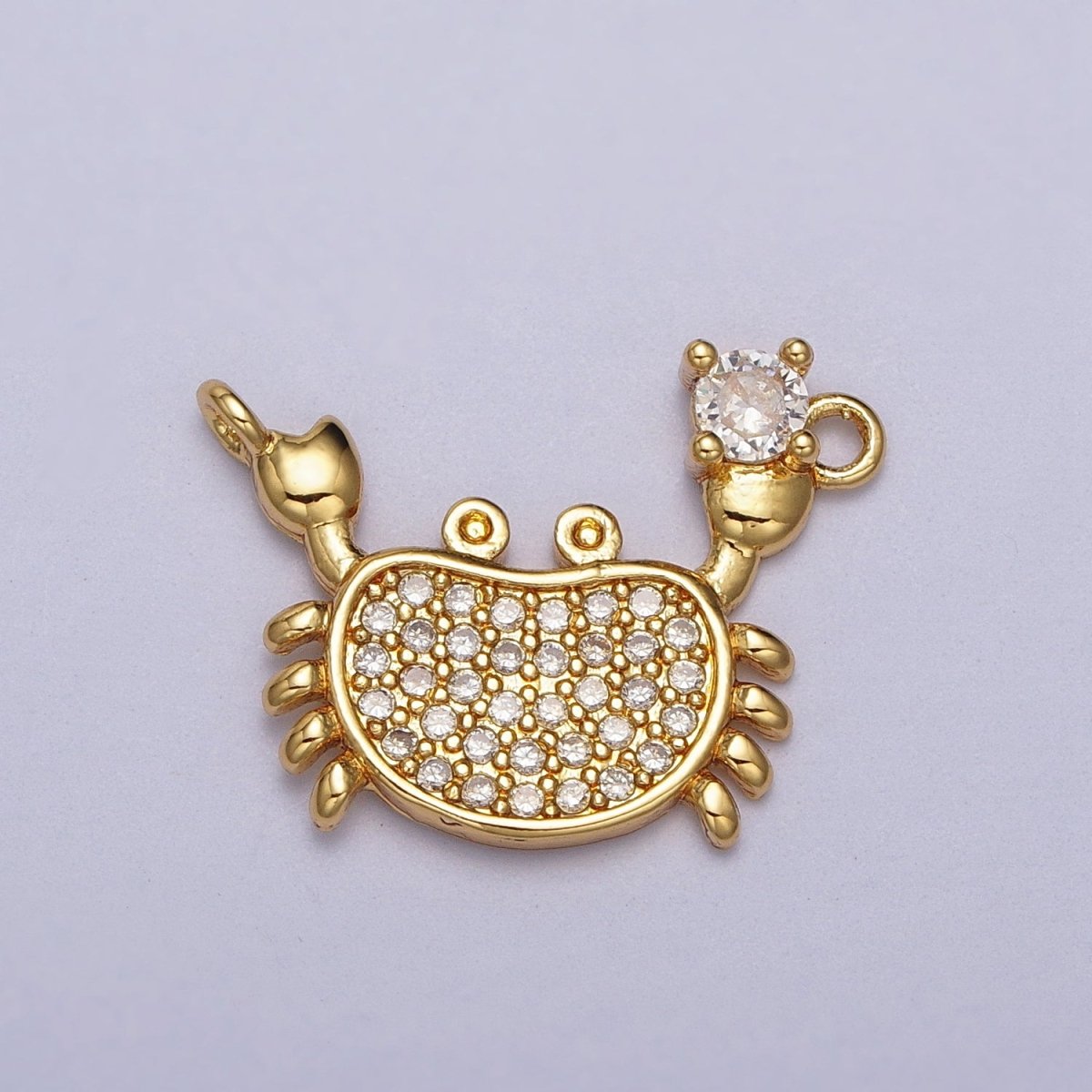 Gold-Filled Crustacean Crab Clear Micro Paved CZ Connector in Gold &amp; Silver | Y-675 Y-676