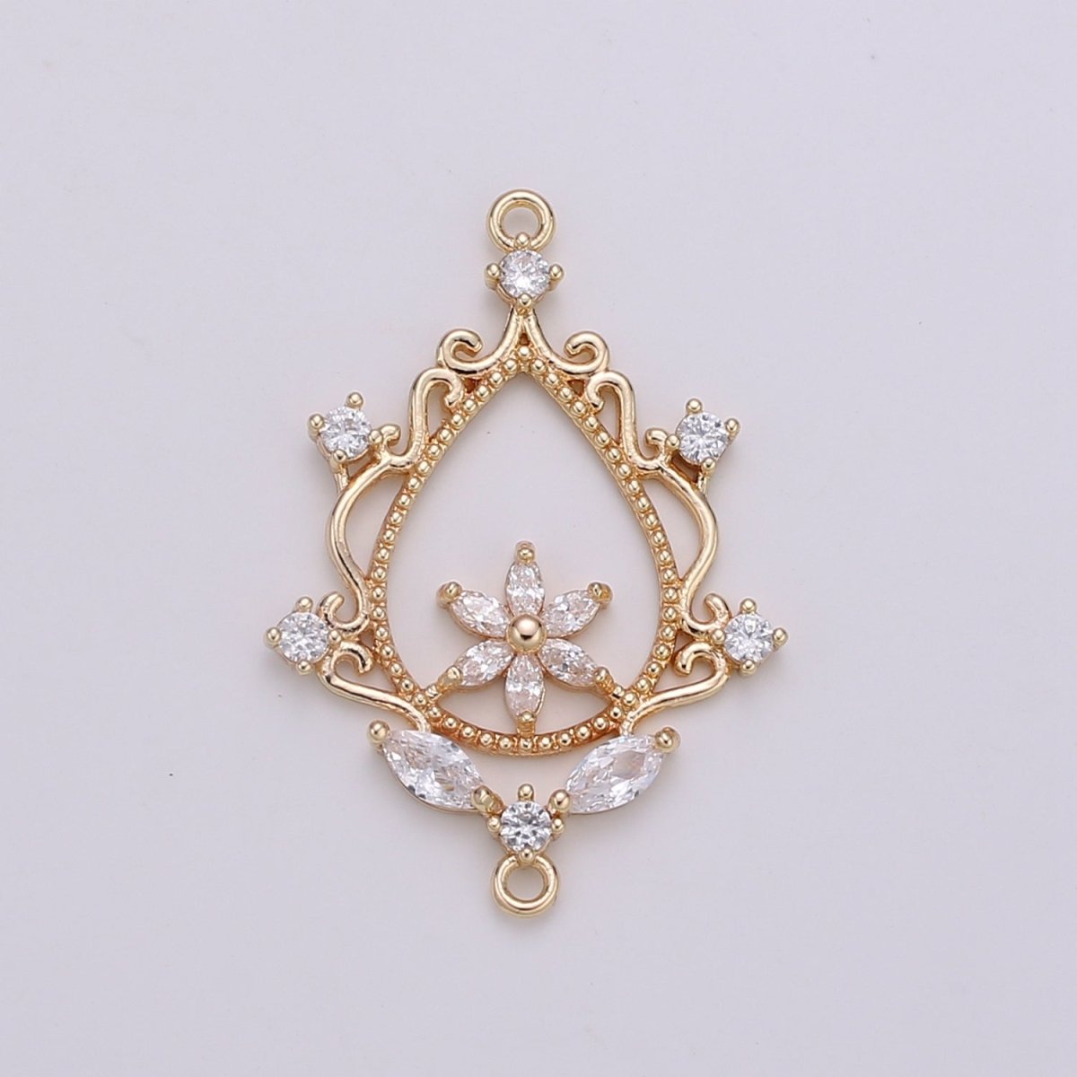 Gold Filled Mirror Flower Ornament Gold Filled Connector D-771