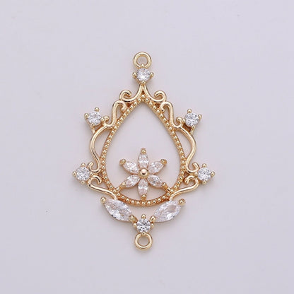 Gold Filled Mirror Flower Ornament Gold Filled Connector D-771