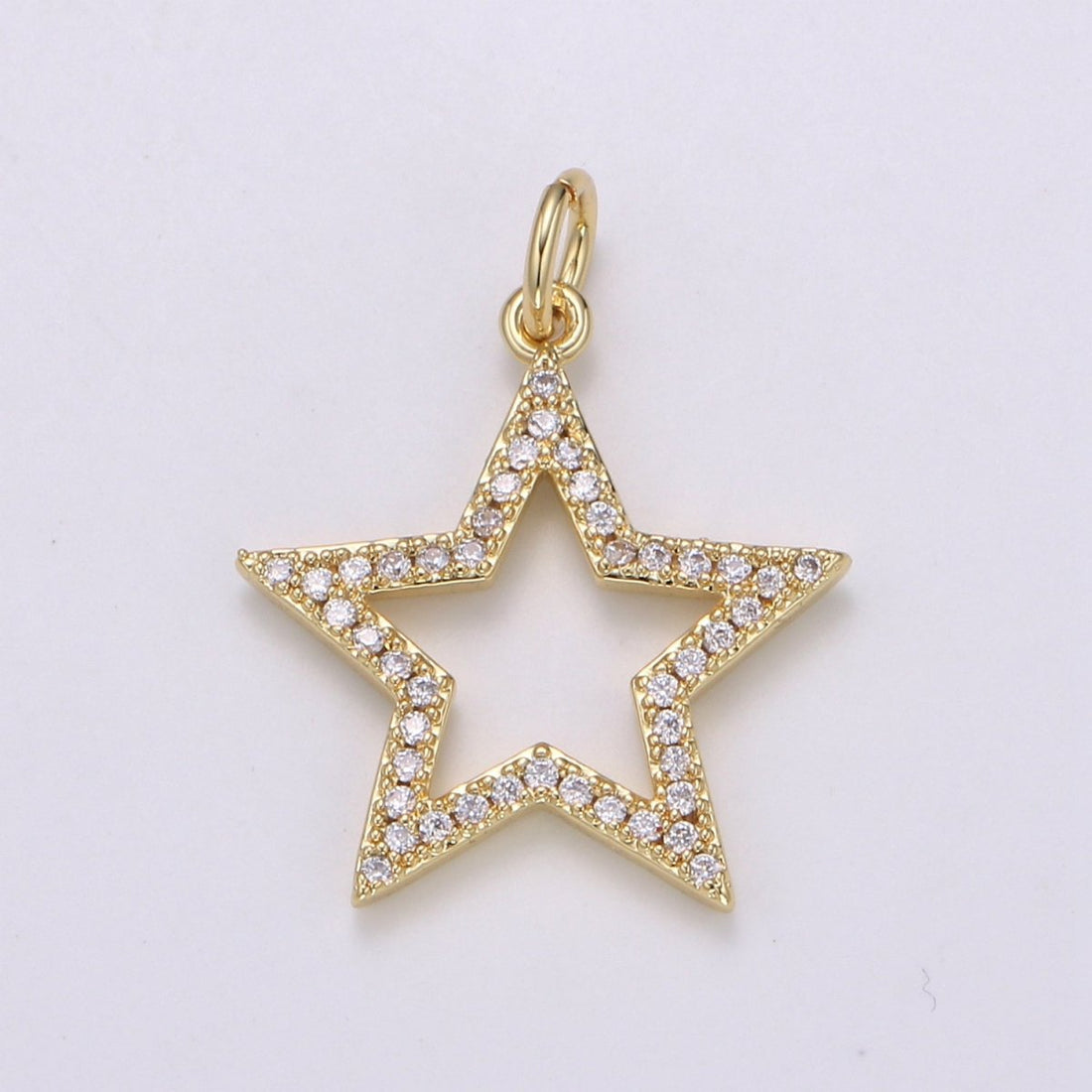 Gold Filled Crystal CZ Star Outline Charm E-157