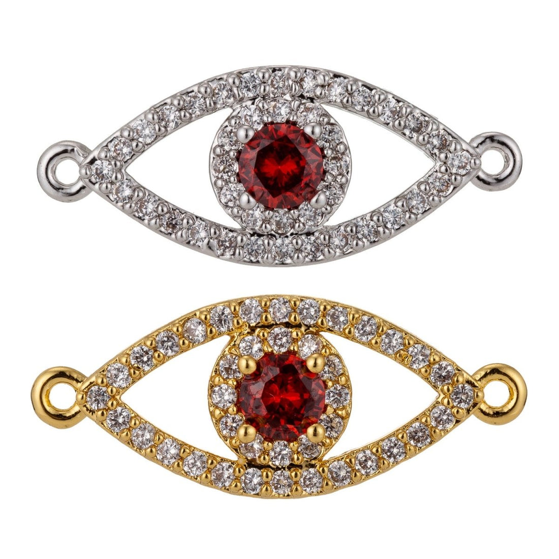 Gold Filled Cubic Zirconia Evil Eye Bracelet Connector Charm Bead Pendant for Jewelry Making Findings F-004
