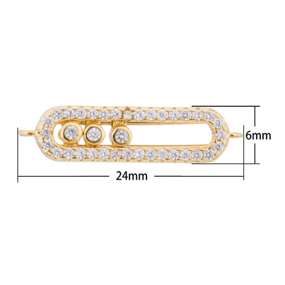 Gold Filled Cubic Zirconia Oval Bracelet Charm Bead Connector Bar for Jewelry Making Findings F-097