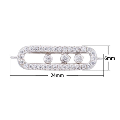 Gold Filled Cubic Zirconia Oval Bracelet Charm Bead Connector Bar for Jewelry Making Findings F-097