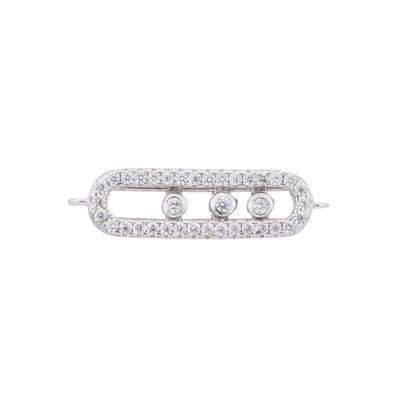 Gold Filled Cubic Zirconia Oval Bracelet Charm Bead Connector Bar for Jewelry Making Findings F-097