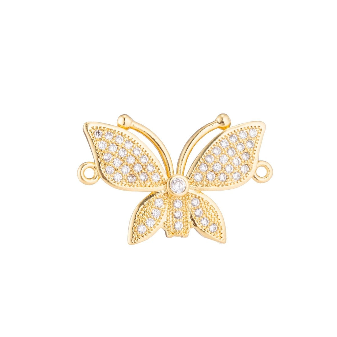 Gold Filled Cute Butterfly, Flower, Lover, Girls, Cubic Zirconia Bracelet Connector Charm, Necklace Pendant, Findings for Jewelry Making F-171