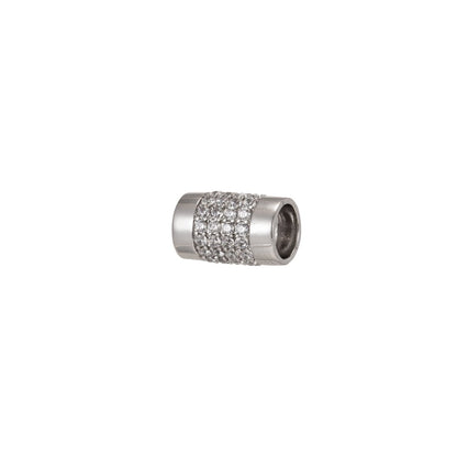 Gold Filled Cylinder Cubic Micro Pave Beads Spacer Beads, for DIY Jewelry Making Charms Shambala Bracelet, Bead Size 11x6.5mm Hole 4mm B-186