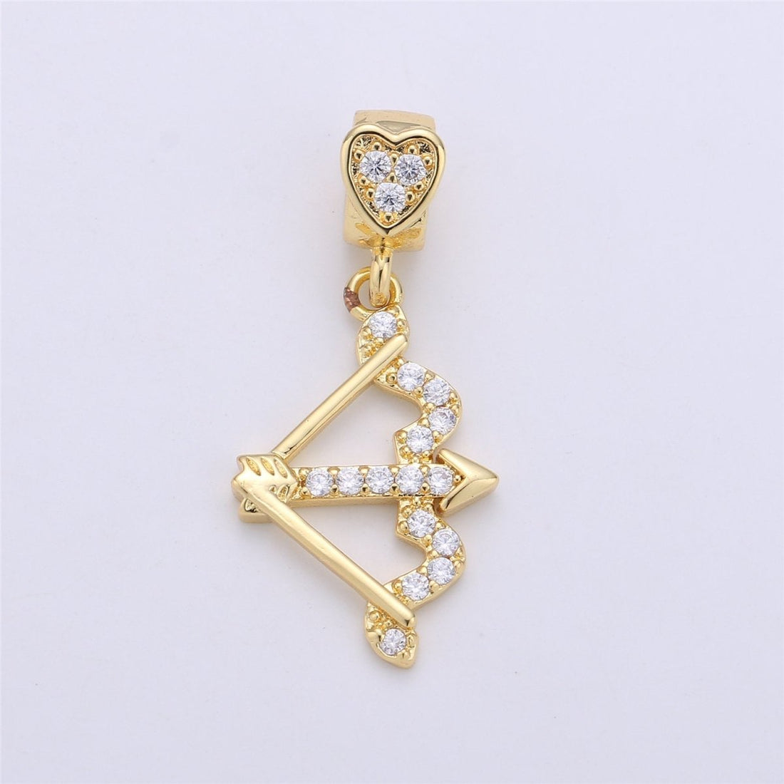 Gold Filled CZ Cupid Arrow Pendant Micro Pave Arrow Charm Cubic Zirconia Drop Charm Pendant for Necklace Earring I-257
