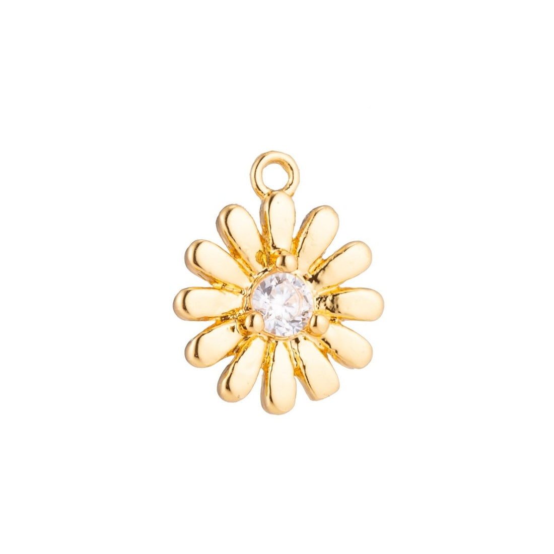 Gold Filled Daisy Sunflower, Flower, Floral, Botanical Love Cubic Zirconia Bracelet Charm, Necklace Pendant, Findings for Jewelry Making C-211 E-162
