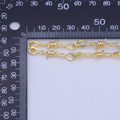 Gold Plated Designed Barb Wired Gold, Silver, Black Unfinished Chain by Yard (SMALL) | ROLL-1004 ROLL-1005 ROLL-1006 Clearance Pricing