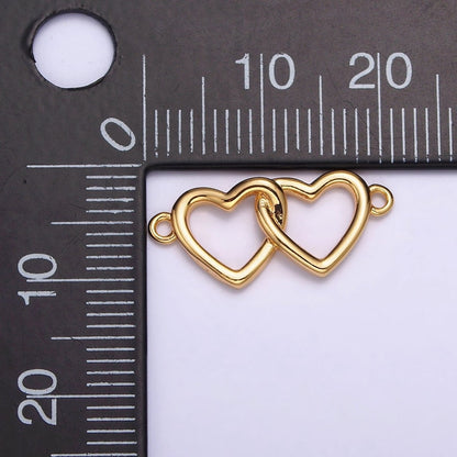 Gold Filled Double Open Heart Minimalist Connector G-646