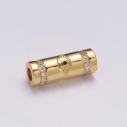 Gold Filled Evil Eye / Religious Cross Long Tube Spacer Barrel Beads in Gold &amp; Silver |   B-709 B-710