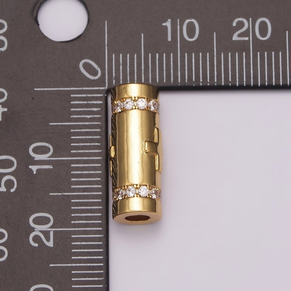 Gold Filled Evil Eye / Religious Cross Long Tube Spacer Barrel Beads in Gold &amp; Silver |   B-709 B-710