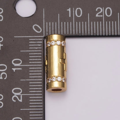 Gold Filled Evil Eye / Religious Cross Long Tube Spacer Barrel Beads in Gold &amp; Silver |   B-709 B-710