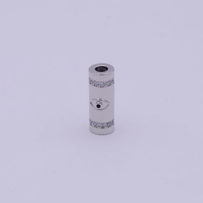 Gold Filled Evil Eye / Religious Cross Long Tube Spacer Barrel Beads in Gold &amp; Silver |   B-709 B-710