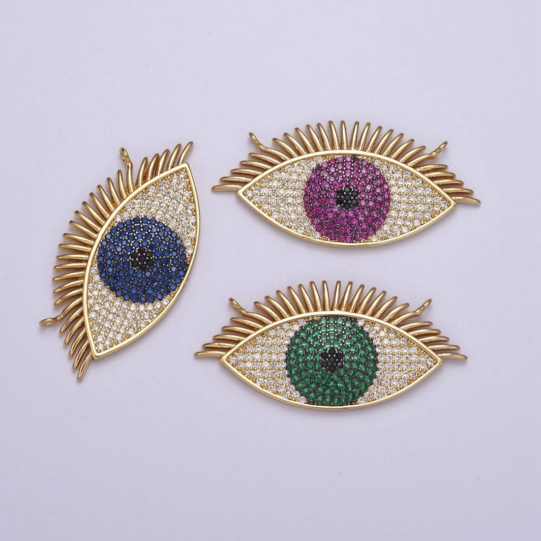 Gold Filled Eye Charm, Cubic Zirconia Evil Eye Charm Connector, DIY Jewelry Making Accessories F-089 F-091 F-095
