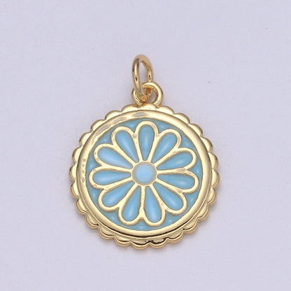 Gold Filled Flower Coin Charm  E-256-E-262