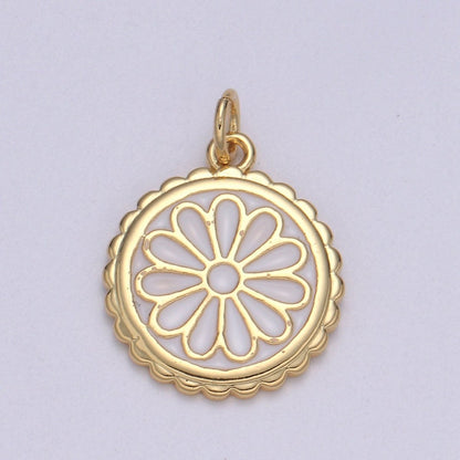 Gold Filled Flower Coin Charm  E-256-E-262