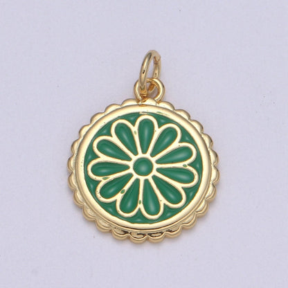 Gold Filled Flower Coin Charm  E-256-E-262