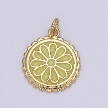 Gold Filled Flower Coin Charm  E-256-E-262