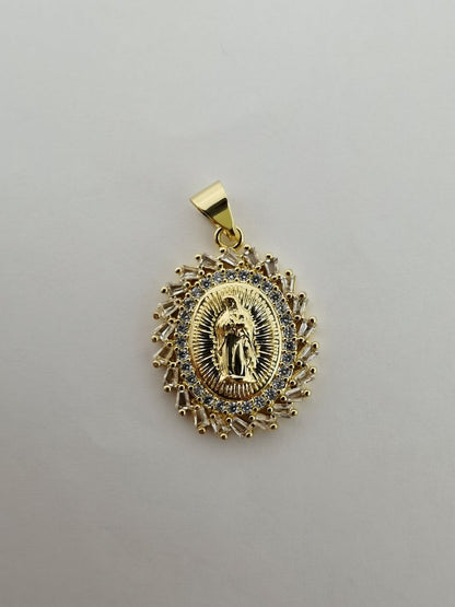 Gold Filled Holy Mary Oval Pendants  I-736