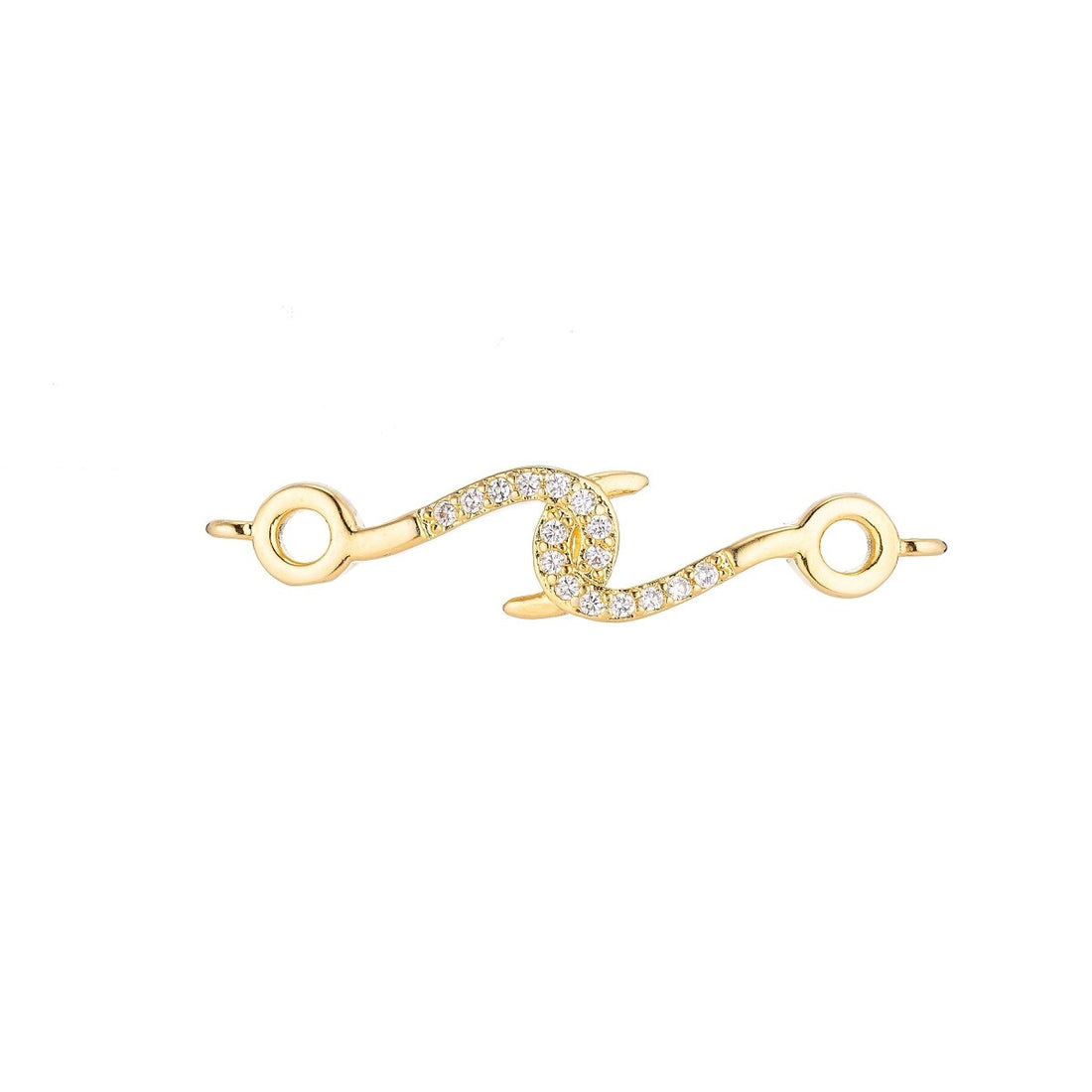 Gold Filled Hook Tangled Cubic Zirconia Bracelet Charm Bead Connector For Jewelry Making Finding F-067